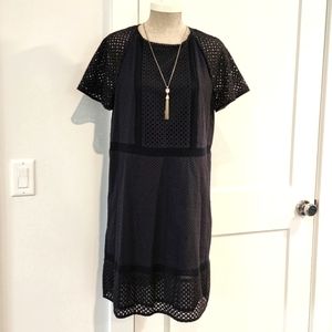 Navy eyelet Ann Taylor dress
